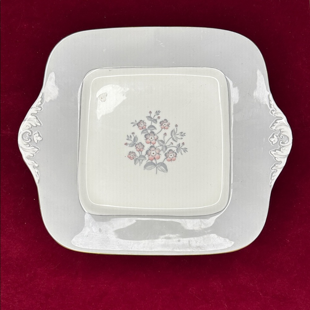 Vintage Wedgwood Bone China Handled Square Plate-W3741 (R5 Mark)–Made in England